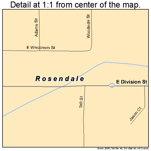 Rosendale, Wisconsin road map detail