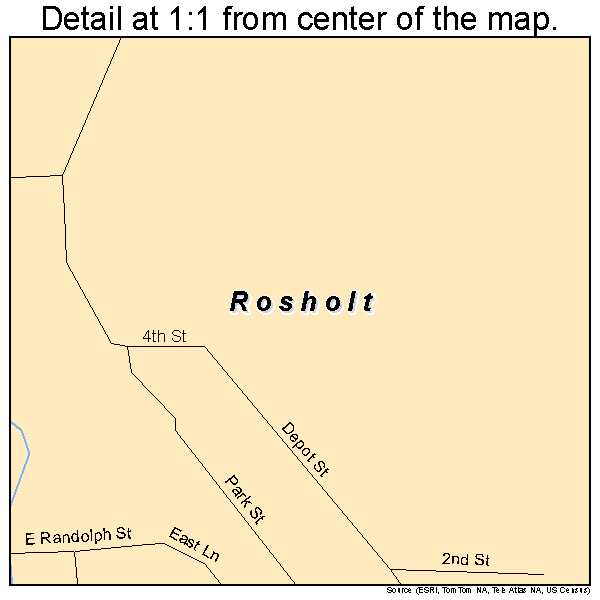Rosholt, Wisconsin road map detail