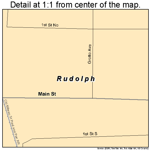 Rudolph, Wisconsin road map detail