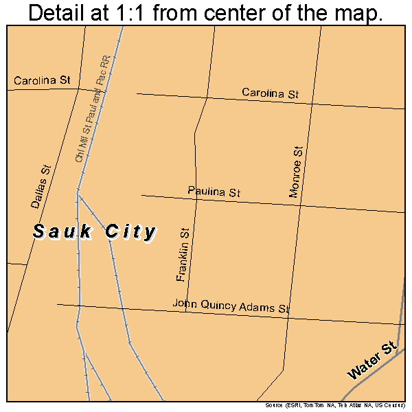 Sauk City, Wisconsin road map detail