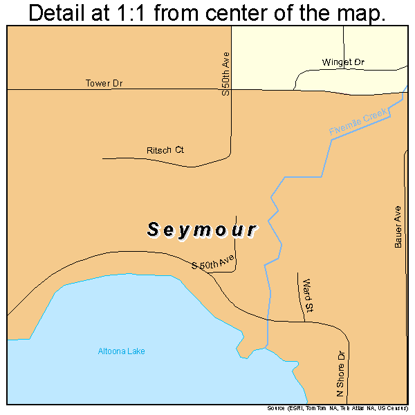 Seymour, Wisconsin road map detail