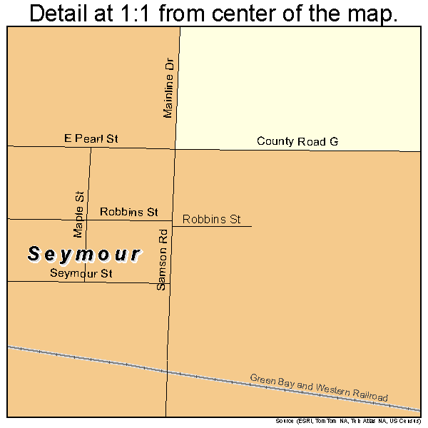 Seymour, Wisconsin road map detail