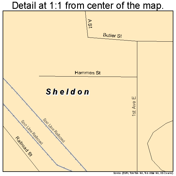 Sheldon, Wisconsin road map detail