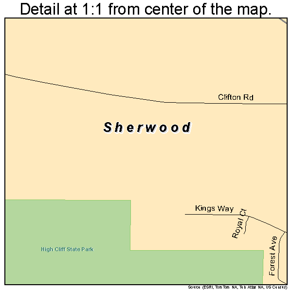 Sherwood, Wisconsin road map detail