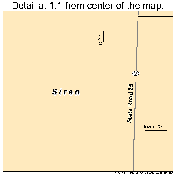 Siren, Wisconsin road map detail
