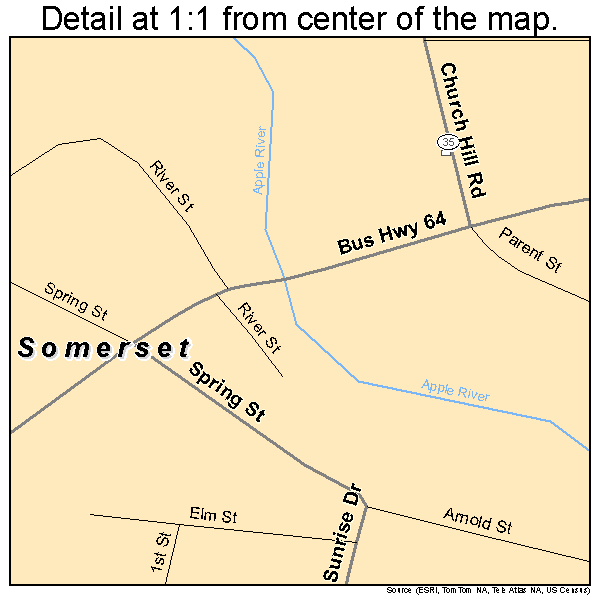 Somerset, Wisconsin road map detail