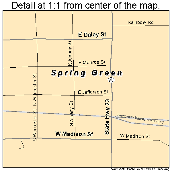 Spring Green, Wisconsin road map detail