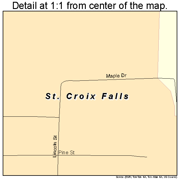 St. Croix Falls, Wisconsin road map detail
