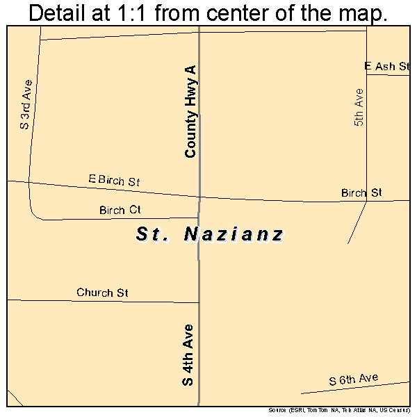 St. Nazianz, Wisconsin road map detail