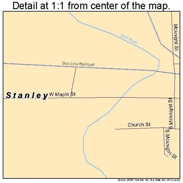 Stanley, Wisconsin road map detail