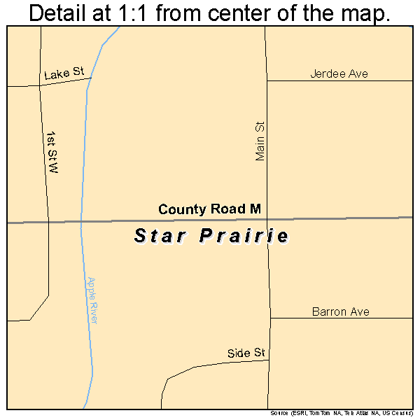 Star Prairie, Wisconsin road map detail