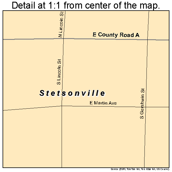 Stetsonville, Wisconsin road map detail