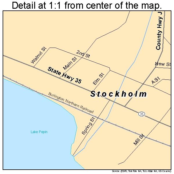 Stockholm, Wisconsin road map detail