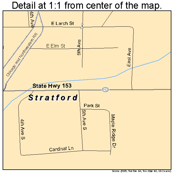 Stratford, Wisconsin road map detail