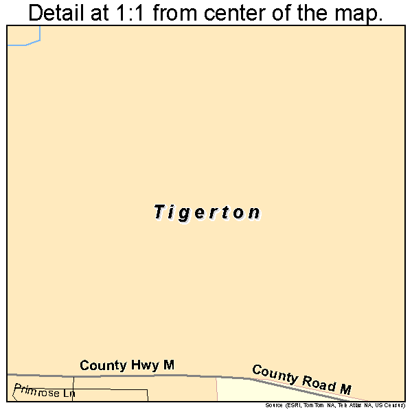 Tigerton, Wisconsin road map detail