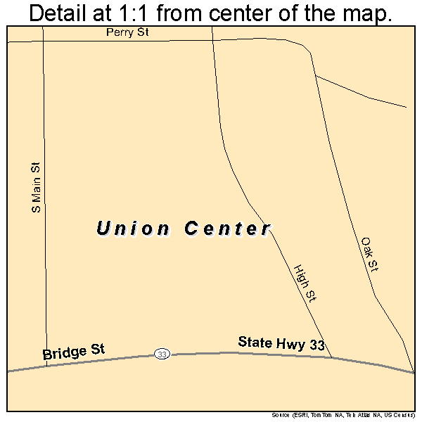 Union Center, Wisconsin road map detail