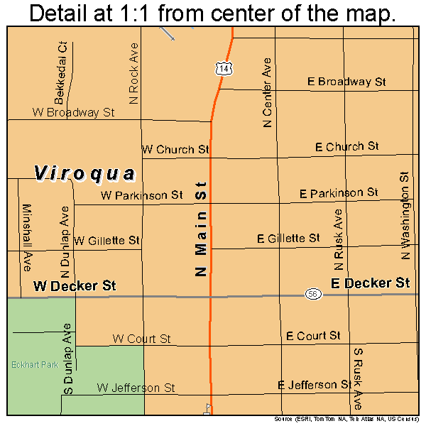 Viroqua, Wisconsin road map detail