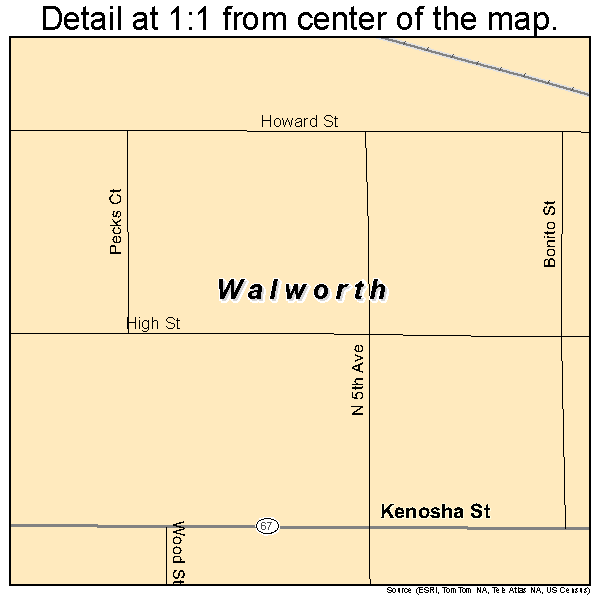 Walworth, Wisconsin road map detail