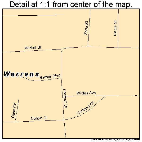 Warrens, Wisconsin road map detail
