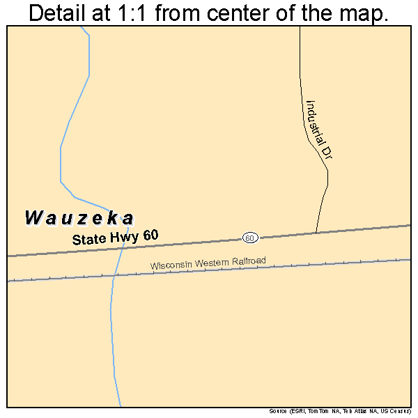Wauzeka, Wisconsin road map detail