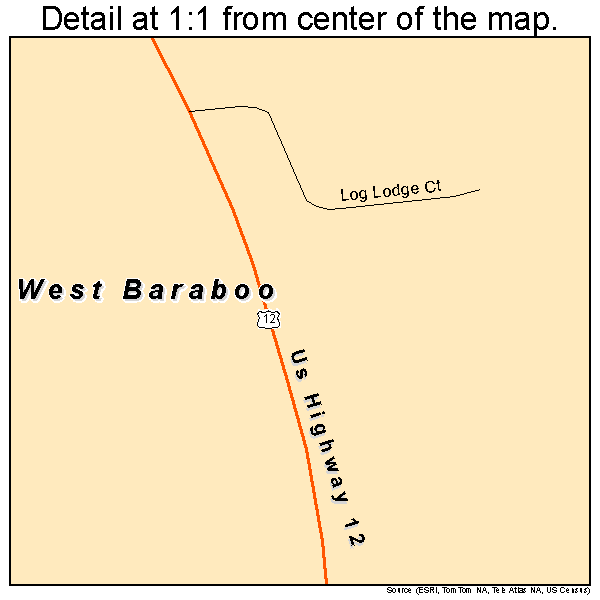 West Baraboo, Wisconsin road map detail