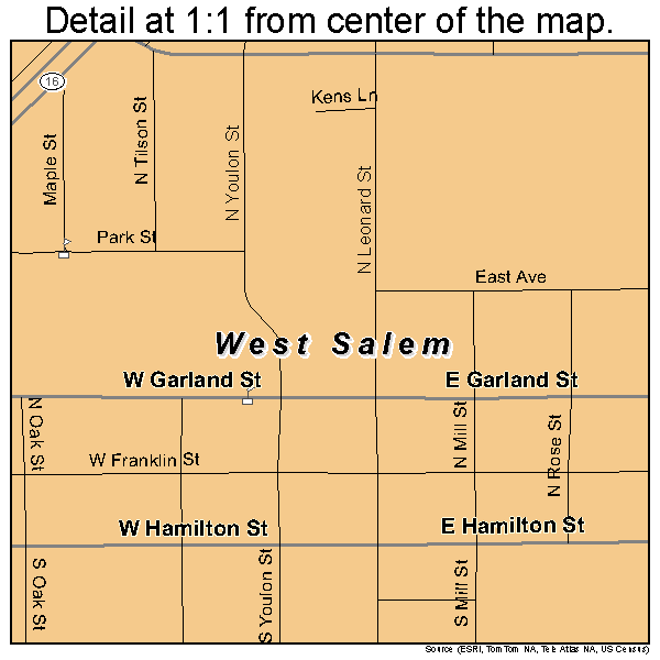 West Salem, Wisconsin road map detail