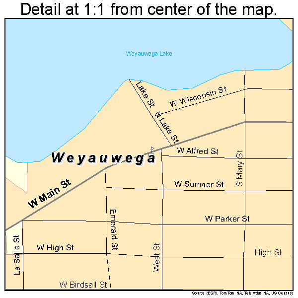 Weyauwega, Wisconsin road map detail