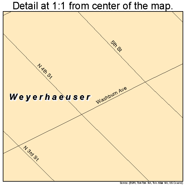 Weyerhaeuser, Wisconsin road map detail