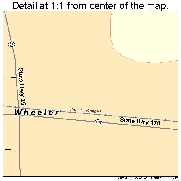 Wheeler, Wisconsin road map detail