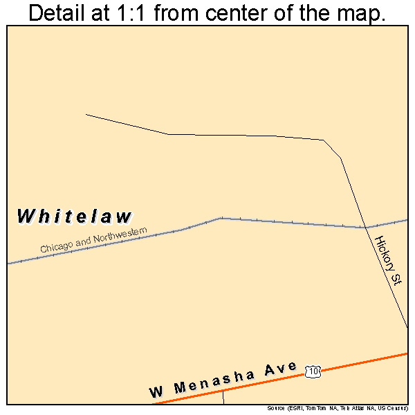 Whitelaw, Wisconsin road map detail