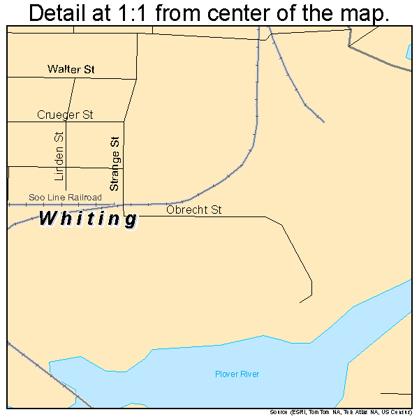 Whiting, Wisconsin road map detail