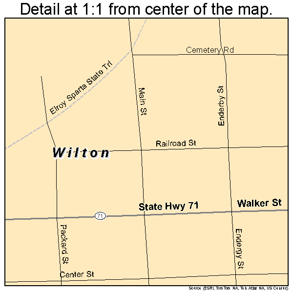 Wilton, Wisconsin road map detail