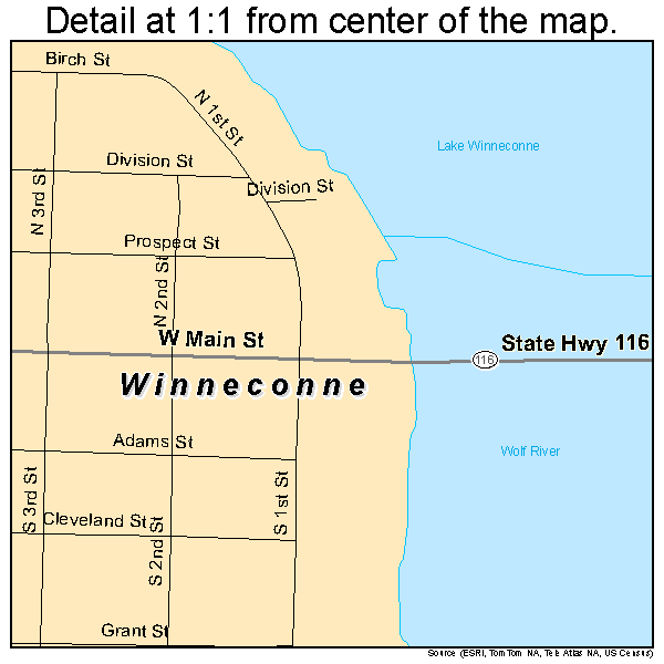 Winneconne, Wisconsin road map detail