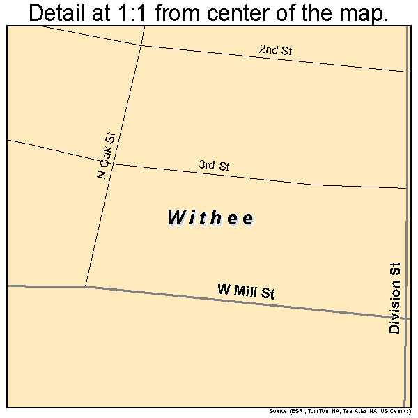 Withee, Wisconsin road map detail