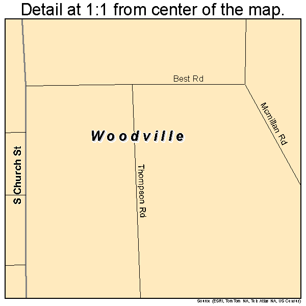 Woodville, Wisconsin road map detail