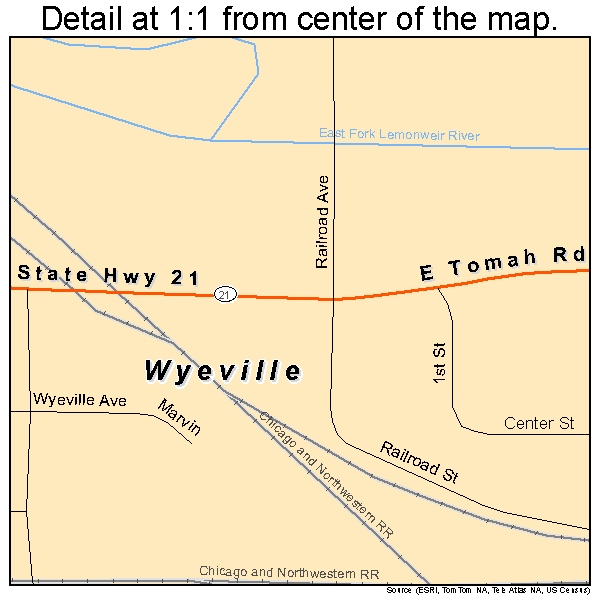 Wyeville, Wisconsin road map detail