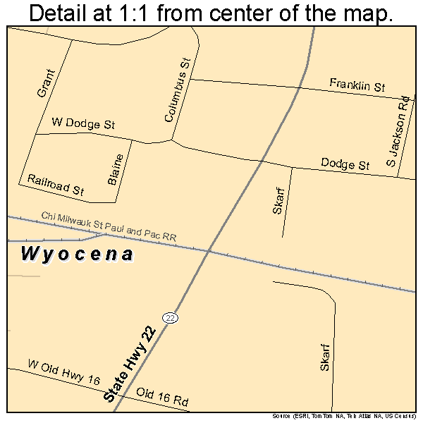 Wyocena, Wisconsin road map detail