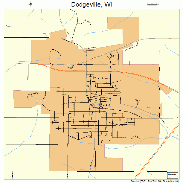 Dodgeville, WI street map