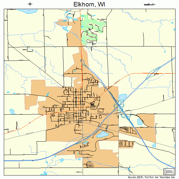 Elkhorn, WI street map