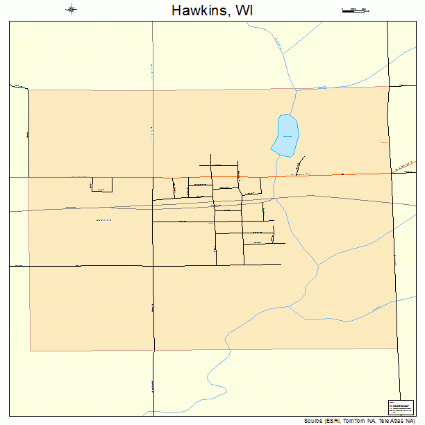 Hawkins, WI street map