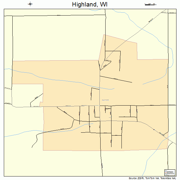 Highland, WI street map