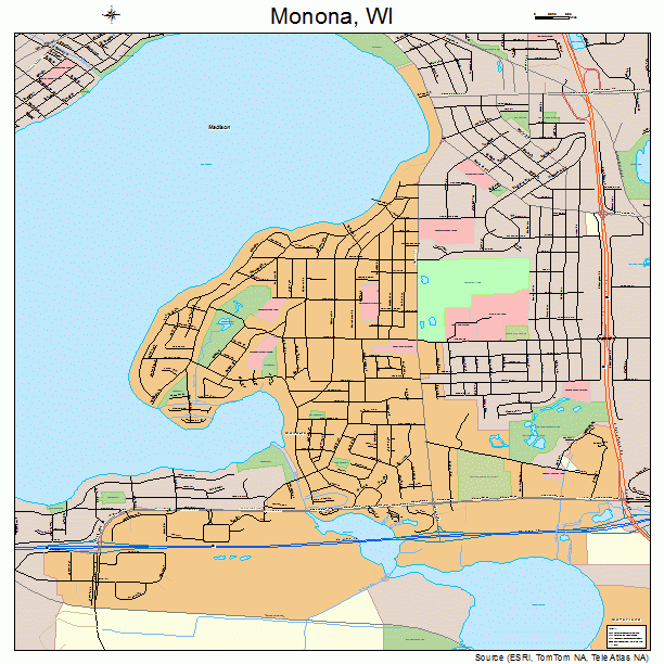 Monona, WI street map