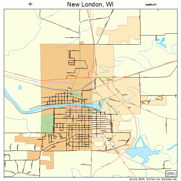 New London, WI street map