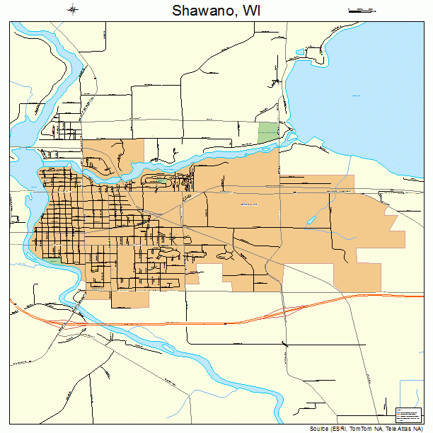 Shawano, WI street map