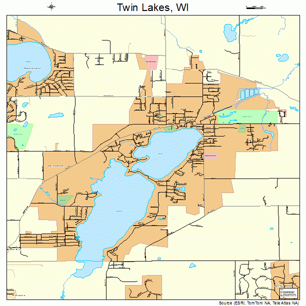 Twin Lakes, WI street map