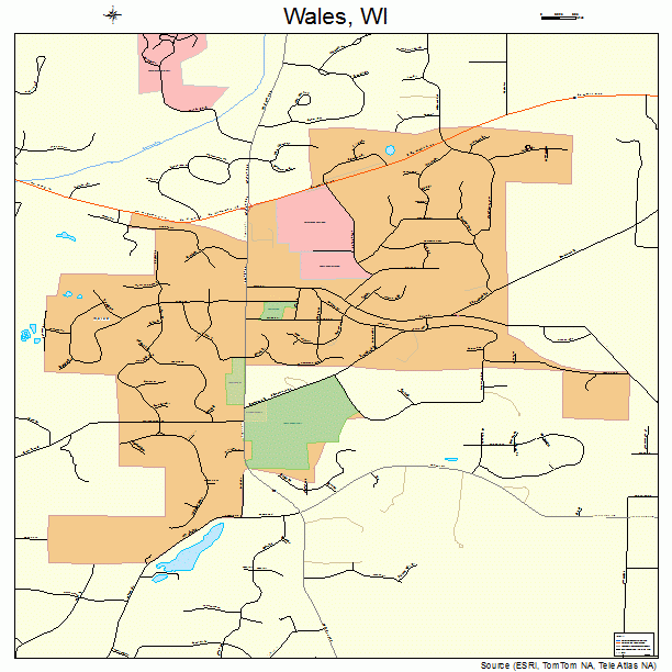 Wales, WI street map