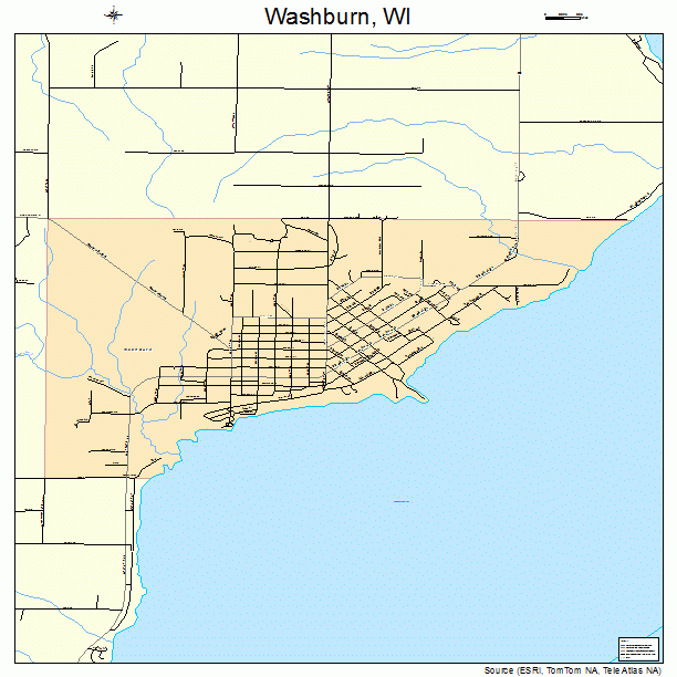 Washburn, WI street map