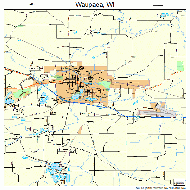 Waupaca, WI street map