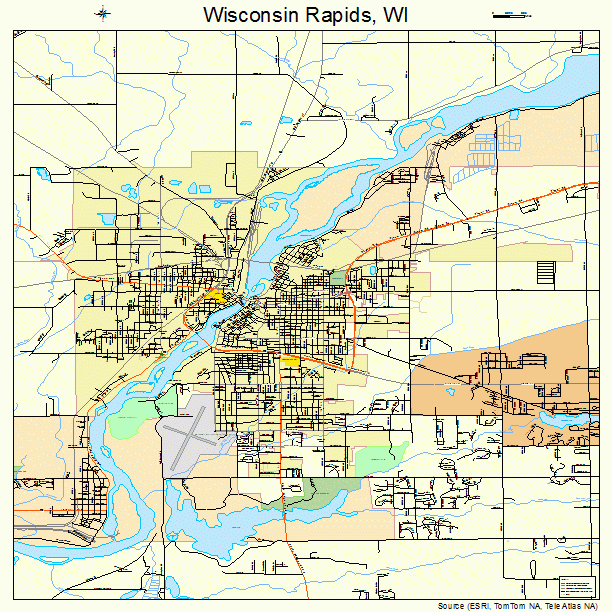 Wisconsin Rapids, WI street map
