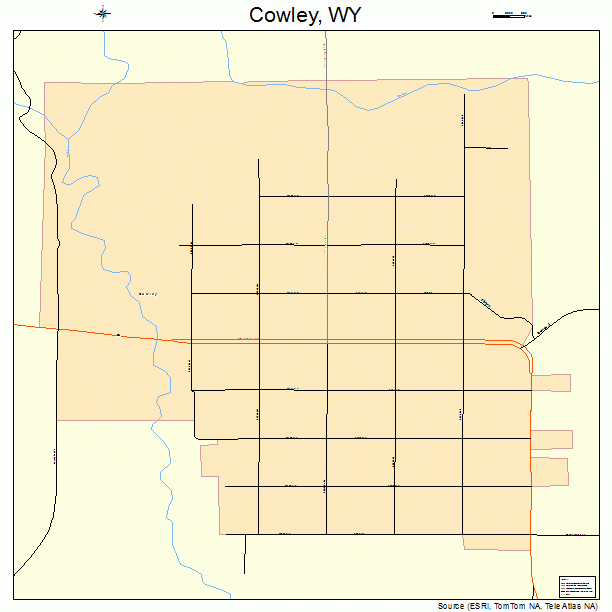Cowley, WY street map